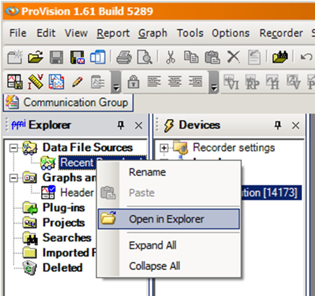 Figure 1. Opening files in ProVision