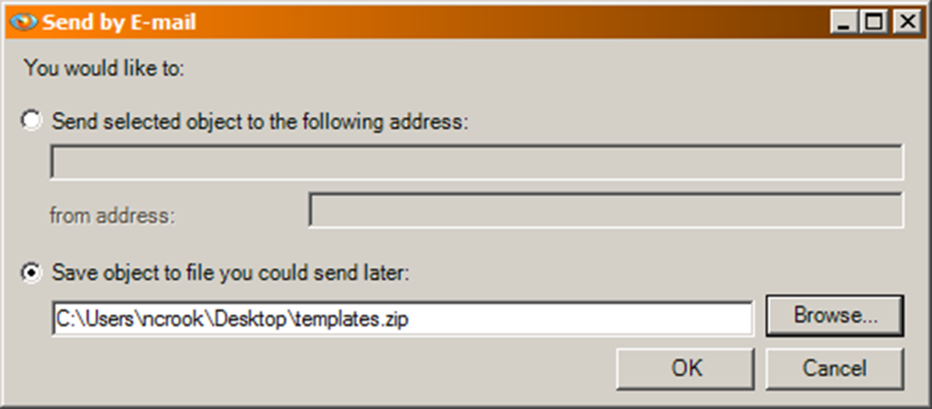Figure 2. Archiving
templates in Explorer