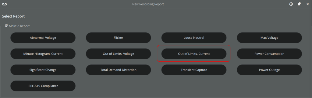 Figure 4. Selecting the Out of Limits, Current Report.