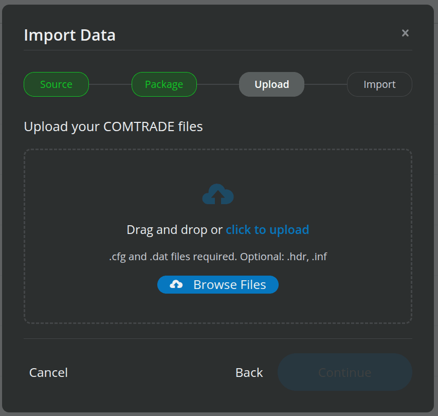 Figure 3. Upload screen of upload wizard. 