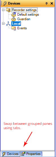 Figure 6. Grouped
Pane Tabs