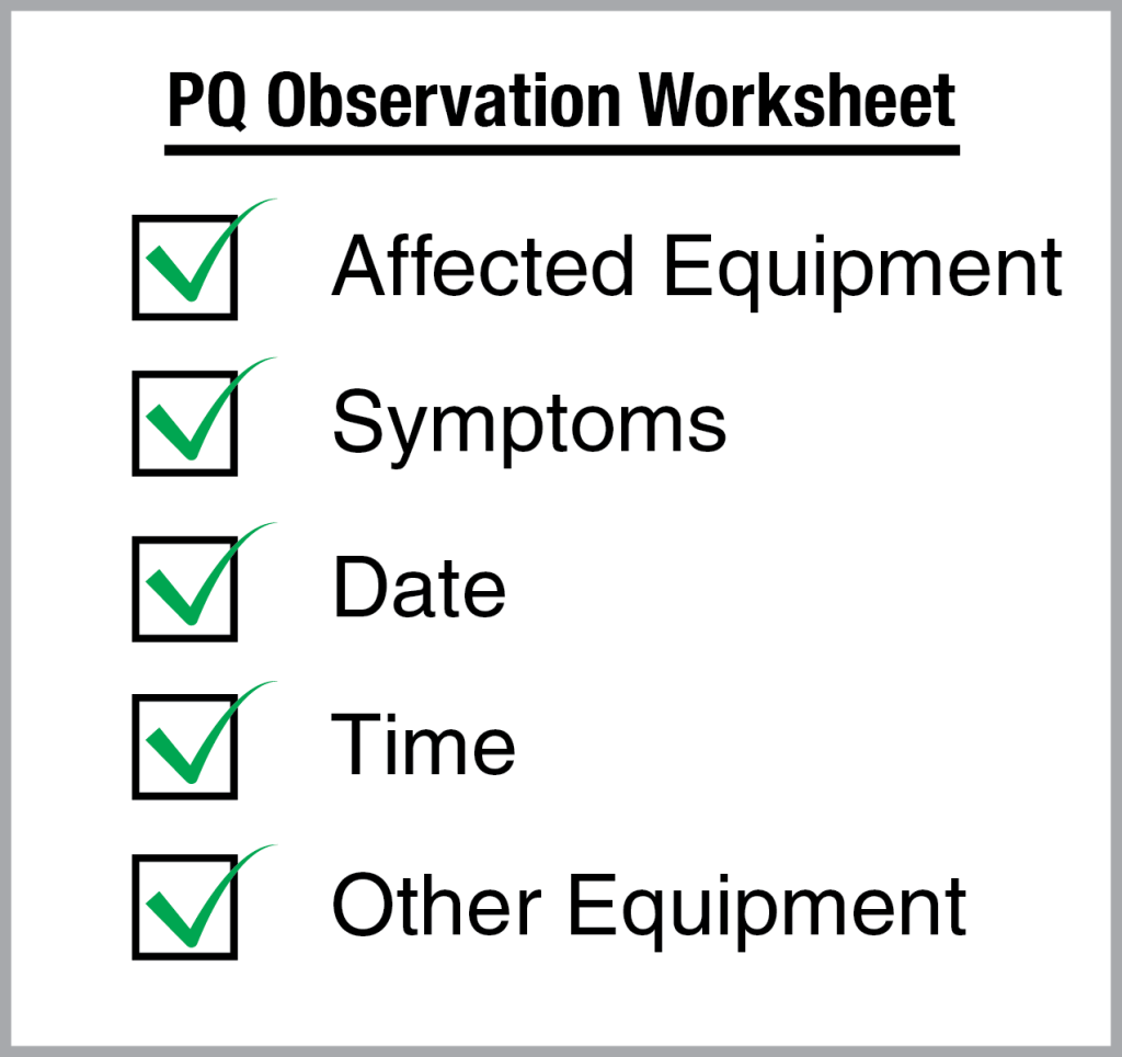 PQ Observation Worksheet items