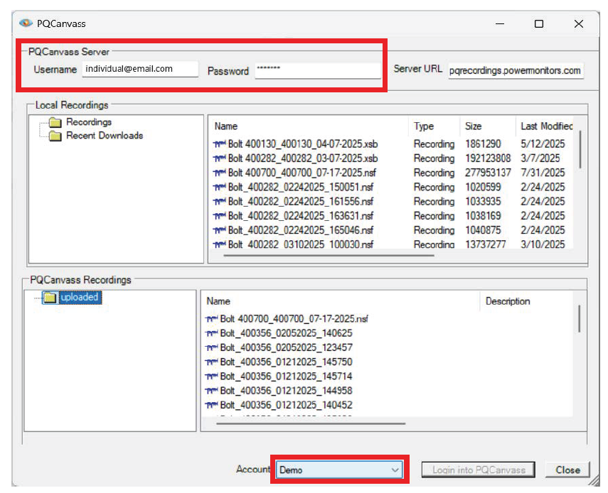 Figure 3. Sign In to PQ Canvass and Select Your Account