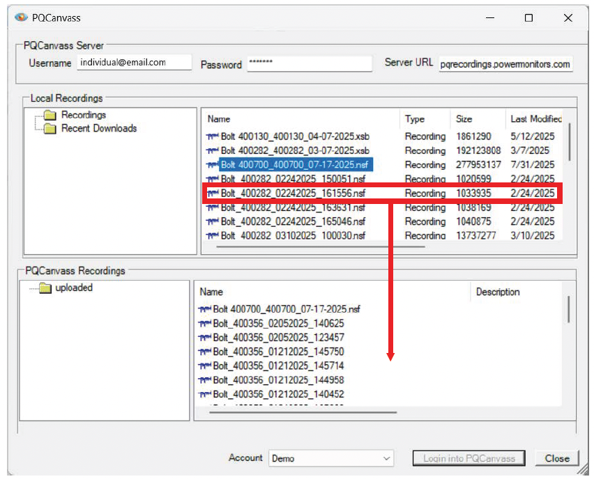 Figure 4. Select Recordings