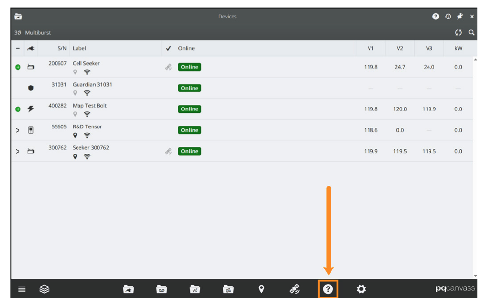 Fig. 1 Access the help center in the lower menu of PQCanvass.