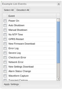 Figure 9. Events button