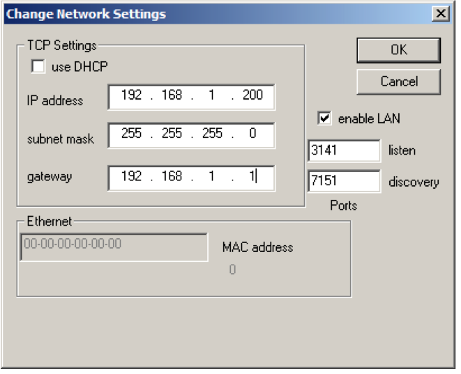 Figure 3. Static IP settings