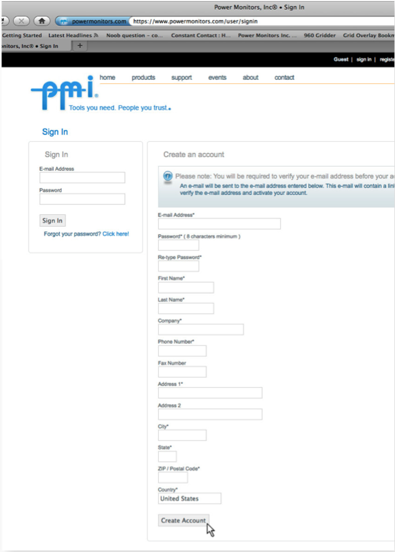 Figure 6. Once the required fields have been filled in, click 'Create Account'.