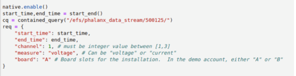 Figure 4. Creating a stand-along request object to retrieve a
singular trace of data from a Phalanx CPOW data set