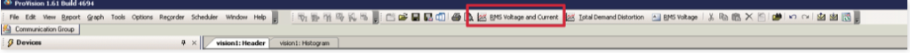 Figure 19. A toolbar button has been created for RMS Voltage and Current