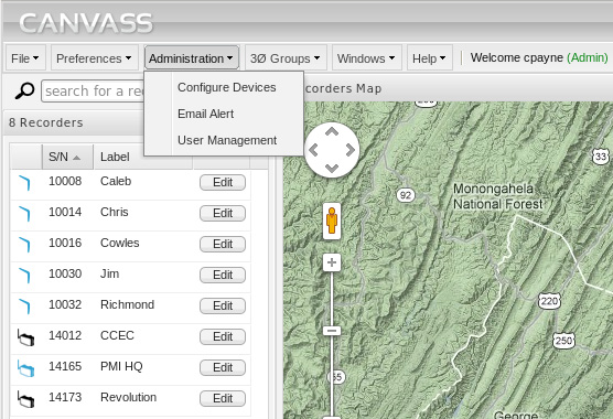 Figure 1. Administration menu