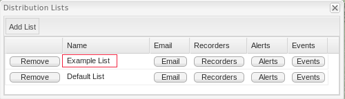 Figure 4. After a new list is added it will appear in the Distribution Lists window