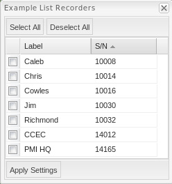 Figure 7. Recorders window