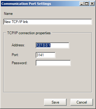 Figure 2. Adding a TCP/IP connection