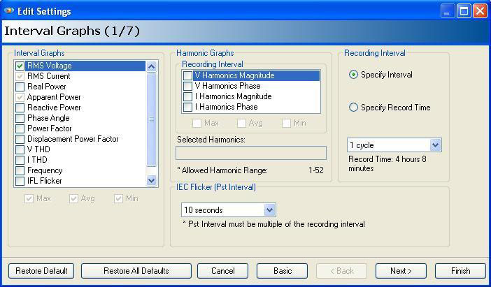 Figure 1. Typical stripchart initialization setup for a motor start