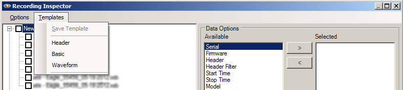 Figure 2. Template menu