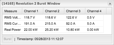 Figure 2. Revolution Burst Mode Window