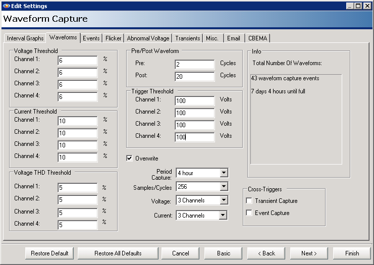 Figure 8. Starting point for waveform capture settings