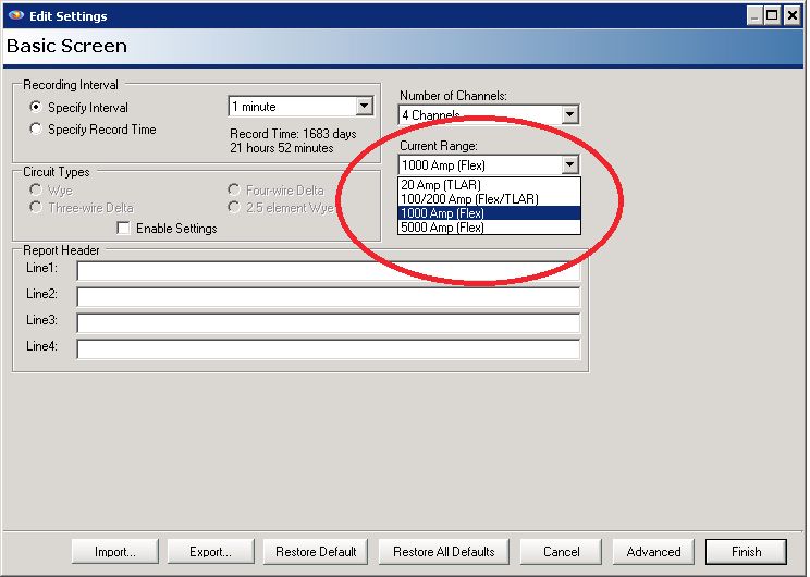 Figure 5. Selecting current range