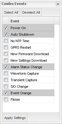 Figure 5. Events panel