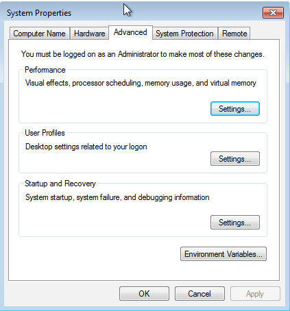 Figure 12. System properties panel