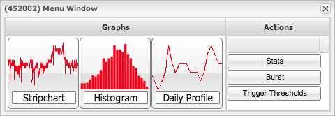 Figure 1. Click on the "histogram" button to view histogram data for the selected recorder