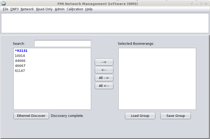 Figure 1. NMS showing Discover button and a discovered Boomerang.