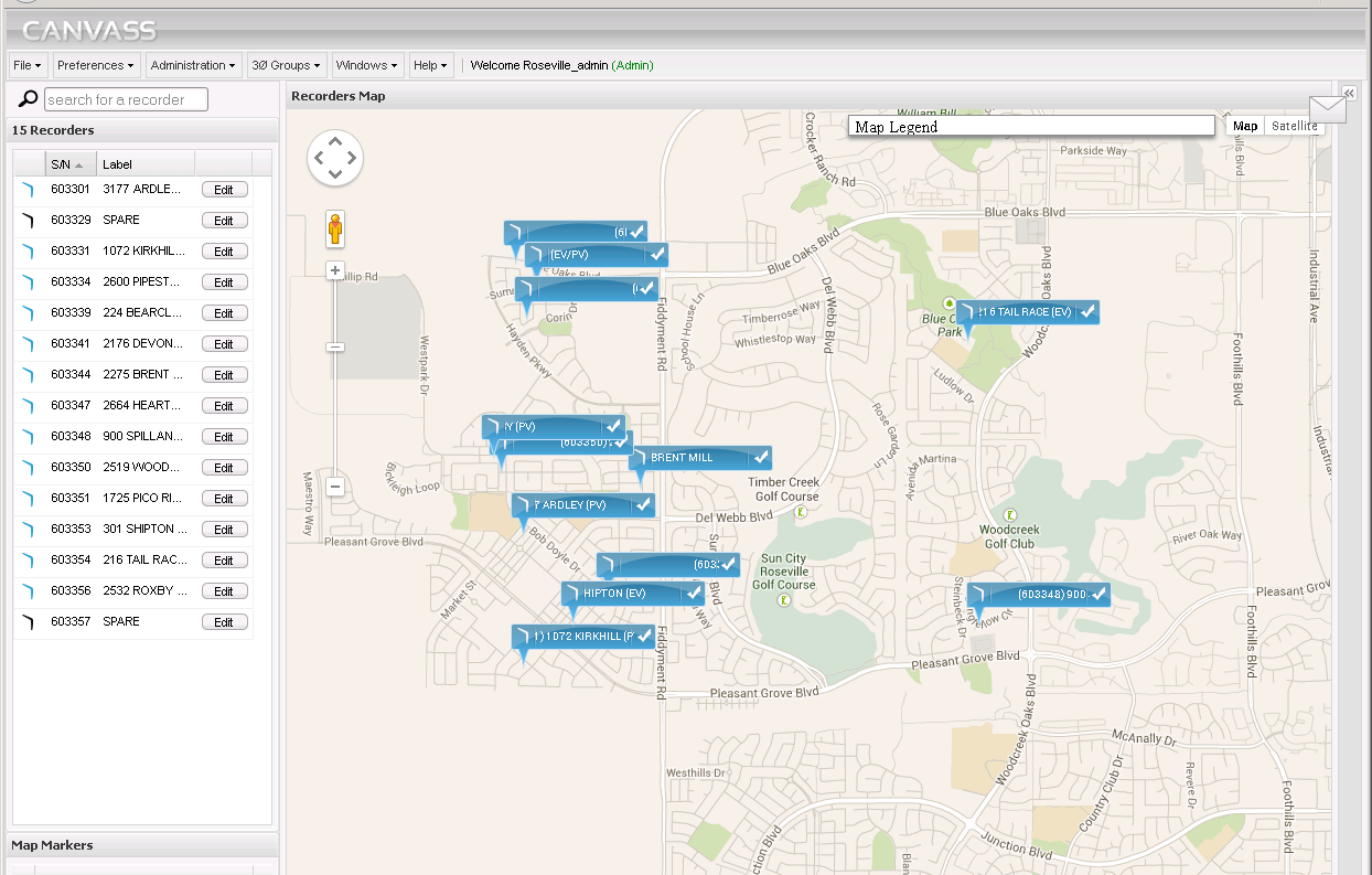 Figure 3. Canvass browser map interface