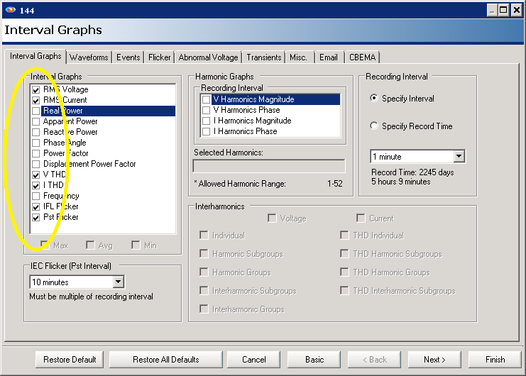 Basic stripchart settings enabled