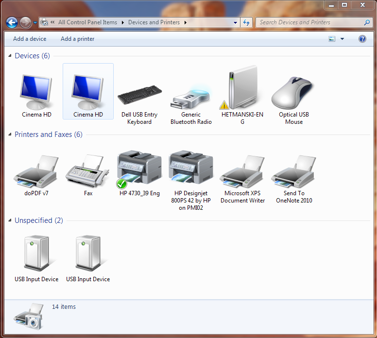 Figure 2. Devices and printers