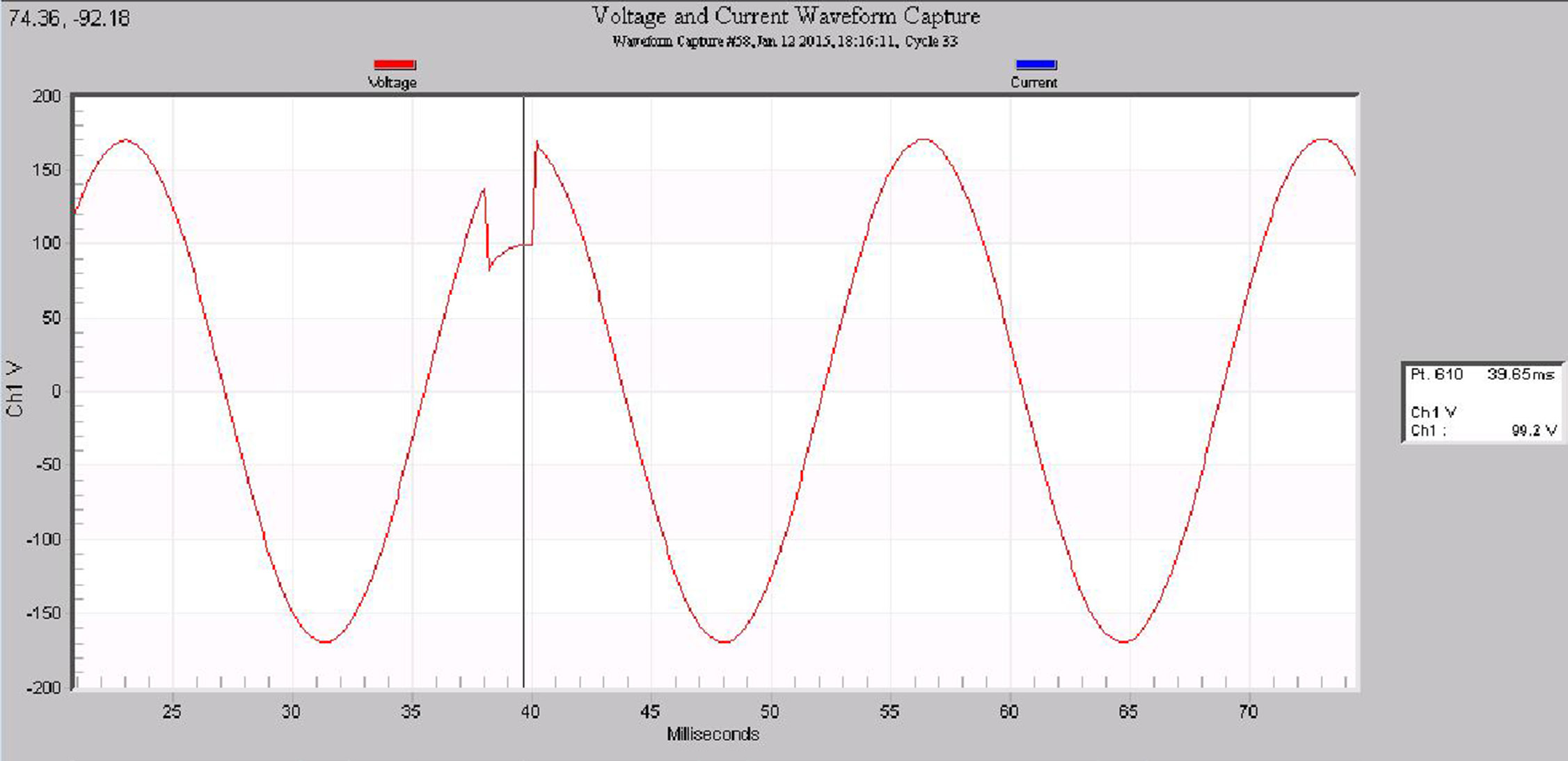 Figure 2. ProVision waveform capture showing notching (below)