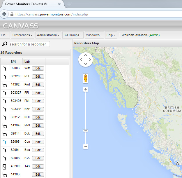 Figure 4. PMI's Canvass monitoring software (left)