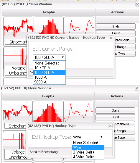 Figure 5. Configuring Boomerang unit in Canvass (above)