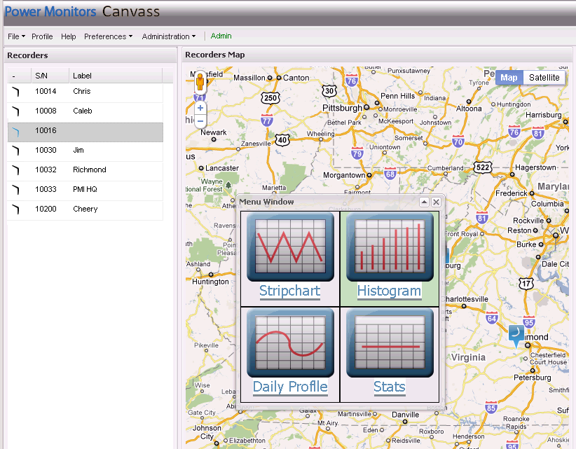 Figure 1. Select the 'Histogram' Icon from the Menu Window.