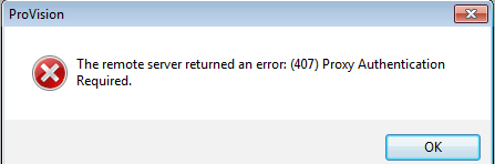 Figure 6. Proxy failed warning (above)
