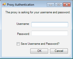 Figure 7. "Proxy Credentials" dialog box (left)