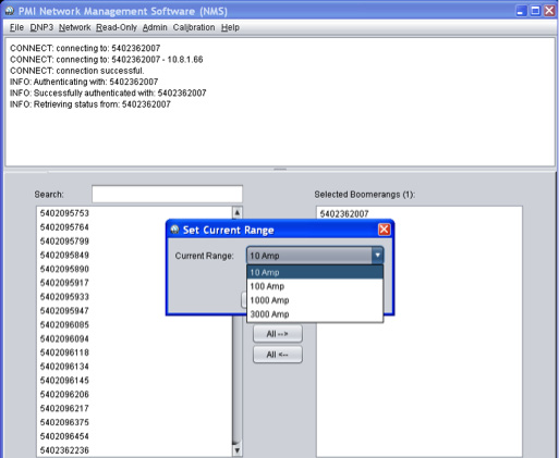 Setting the current range in PMI's NMS
