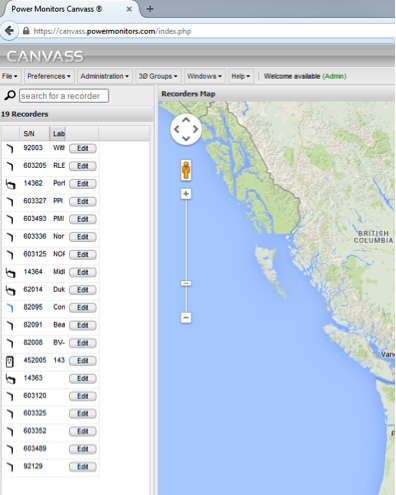 List of Boomerang units in Canvass (left of map)
