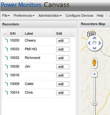 Figure 4. Grid list, showing available devices