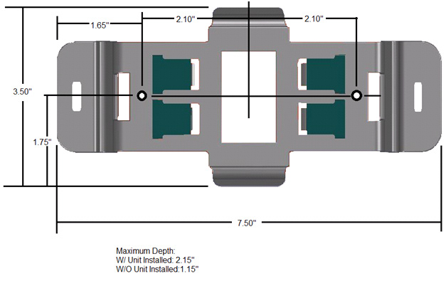 Figure 3. Dimensions of magnetic mounting bracket (below)