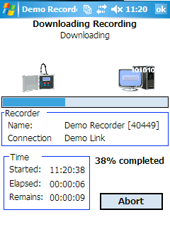 'Downloading Recording' Display