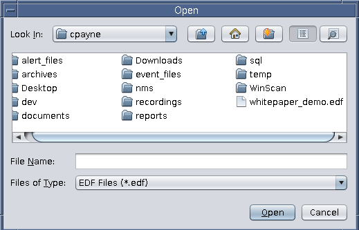 Figure 1. EDF file "Open" prompt