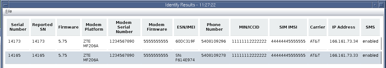 Figure 6. Device identity report