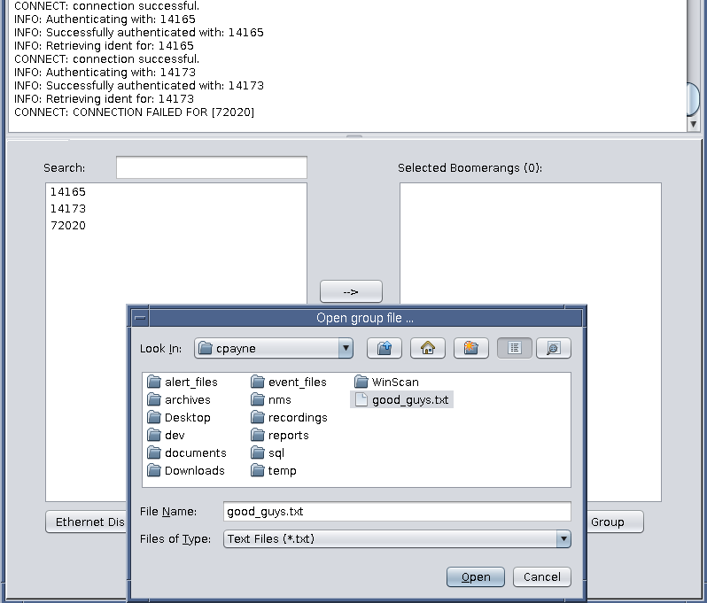 Figure 9. Loading device group profile (above)