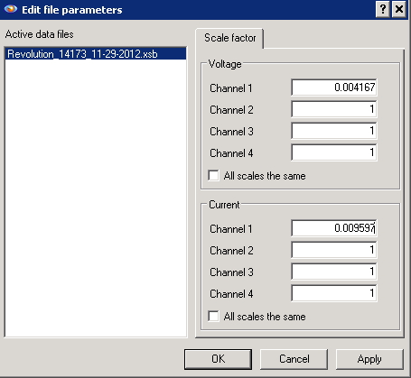 Figure 1. Setting per-unit scale factors in ProVision (above)