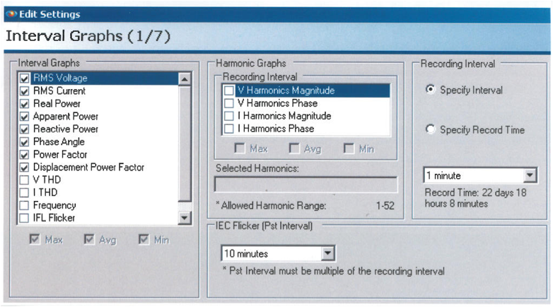 Figure 3. Different recorder data options.
