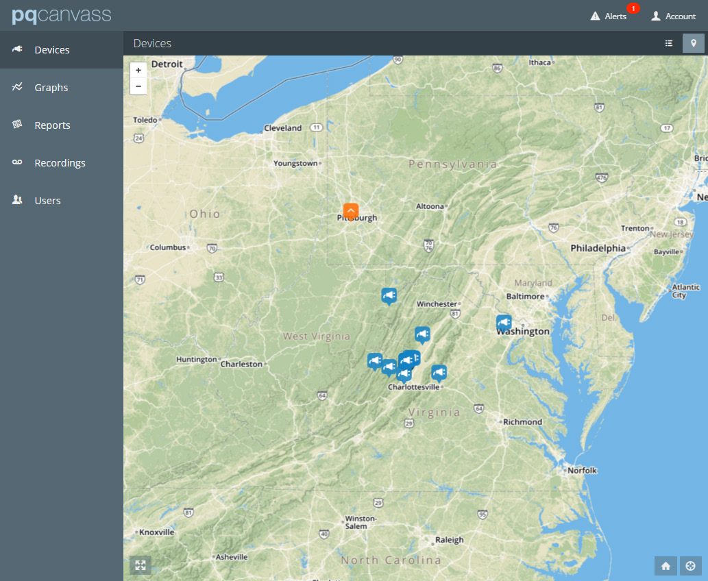 Figure 5. Map of devices in PQ Canvass account