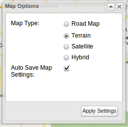 Figure 16. Map options window.