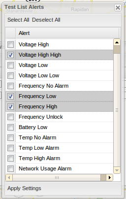 Figure 9. Alerts window.