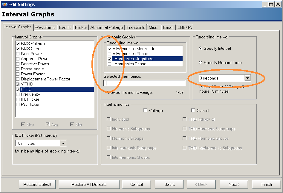 Figure 2. Minimum setup for capturing 3 second very short time harmonic data